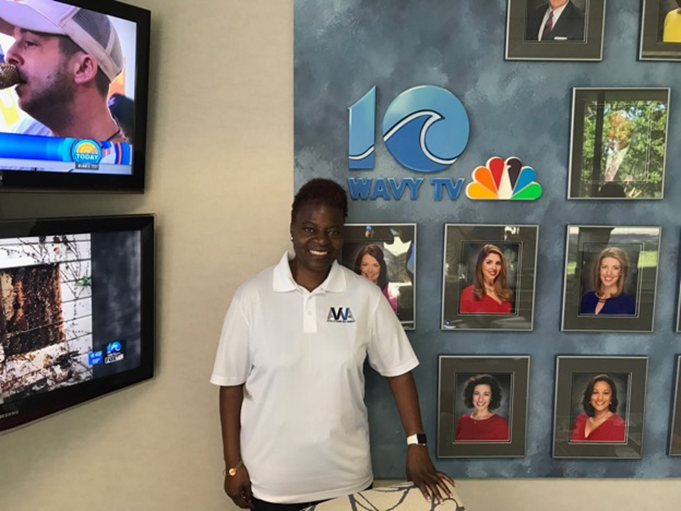 AVWA Co-Founder, getting ready for interview with local TV News station.